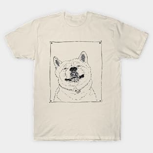 funny picture of akita smiling dog T-Shirt